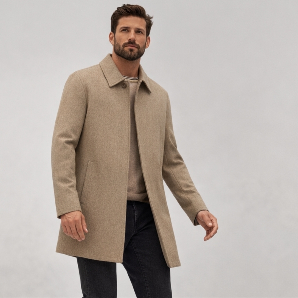 DUNHILL Virgin Wool Overcoat Coat ITALIAN 52 US42  XL Removable Quilted Lining